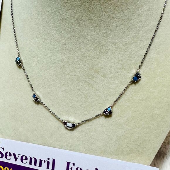 Kendra Scott Necklace Women's Silver Pastel Crystal Adjustable Chain 19" NWT $75 - Picture 3 of 10